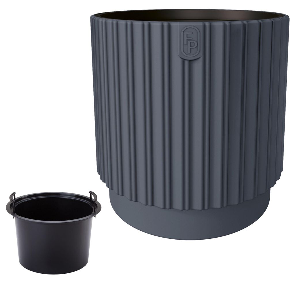 Mika Cyli 30 runder Blumentopf mit Einsatz | Anthrazit Produktbild 