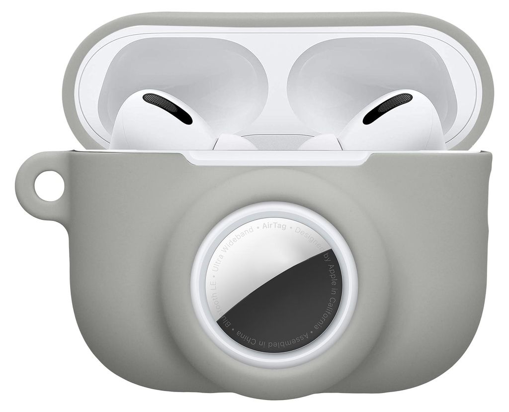 kwmobile 2-in1 Schutzhülle für Apple Airpods Pro 3 Hülle - Kopfhörer Silicon Case kompatibel mit AirTag - stoßfestes Cover mit Karabiner - Grau