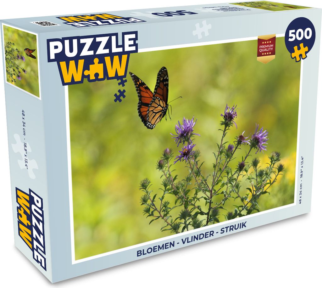 MuchoWow Puzzle 500 Teile Blumen - Schmetterling - Strauch - 500 Teile - Kinder - Selberbauen - Puzzlespiele