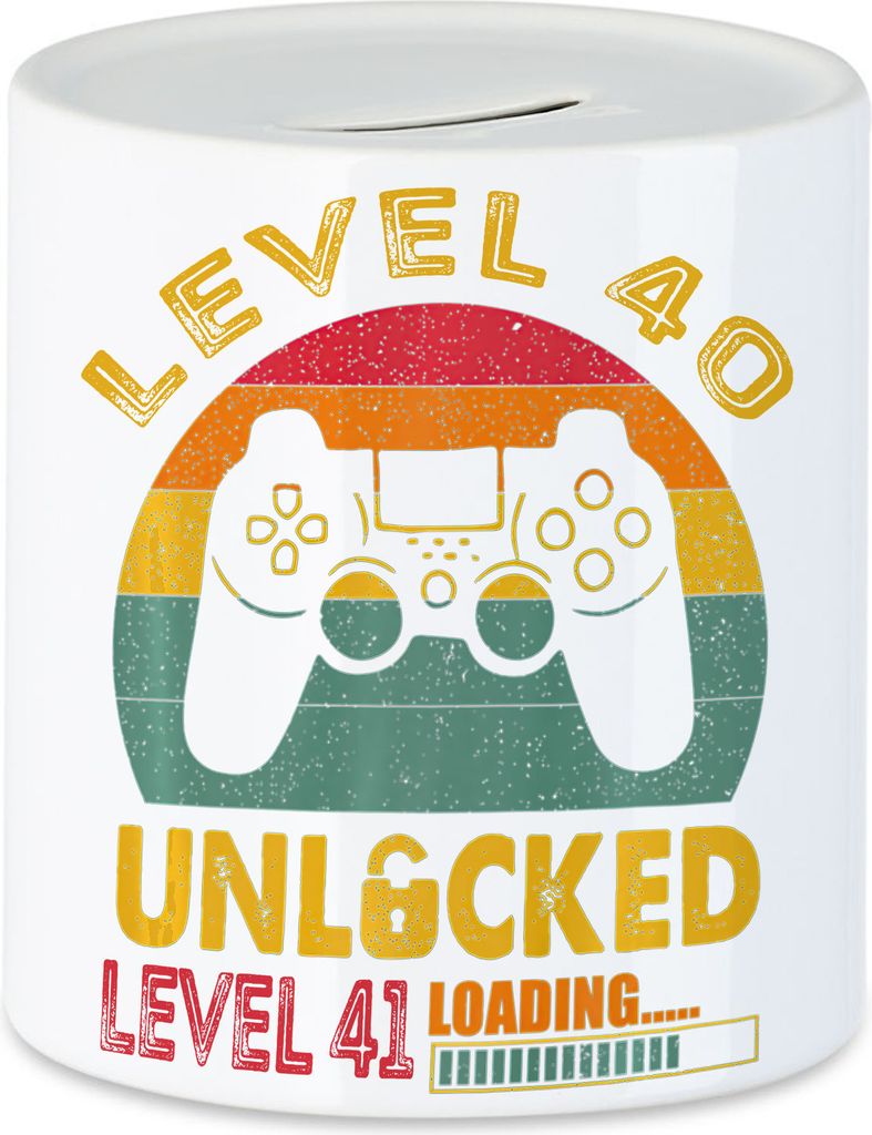 Level 40 Unlocked Level 41 Loading Spardose Geburtstag Konsole Happy Birthday Controller Gamepad Spiel