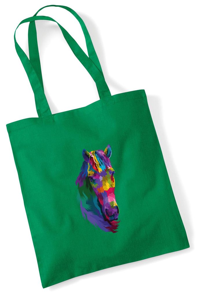 Huuraa Jutebeutel Pferdekopf Colorful 10 Liter Kelly Green Baumwolle Tasche Geschenkidee