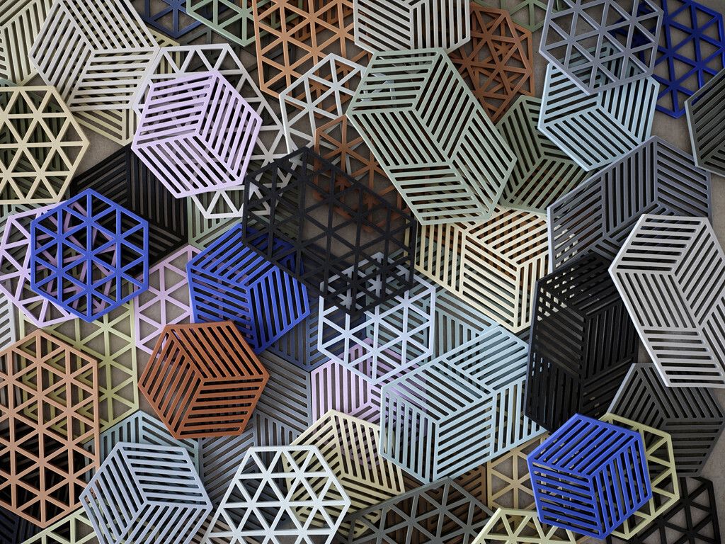 Zone Denmark Untersetzer Hexagon Rosemary, Silikon, Grün, 24 cm, 31614