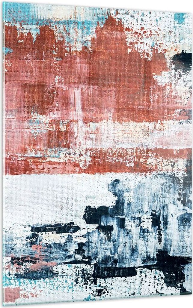 Bilder auf glas - Einteilig - Abstraktion Marine Rot - 50x70cm - Glasbilder - Wandbilder - Bilder - zum Aufhängen bereit - Wanddekoration aus Glas...