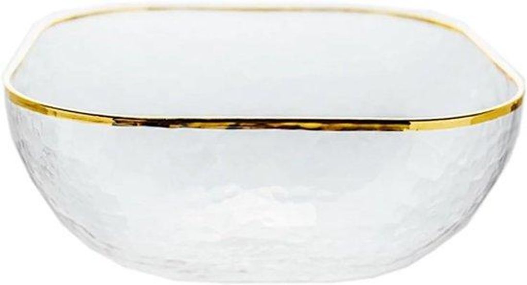 Famanu Gläserne quadratische Schalen Set 2 mit goldener Rand 16,2 x 7,3 cm – Snack- und Dessertschaal