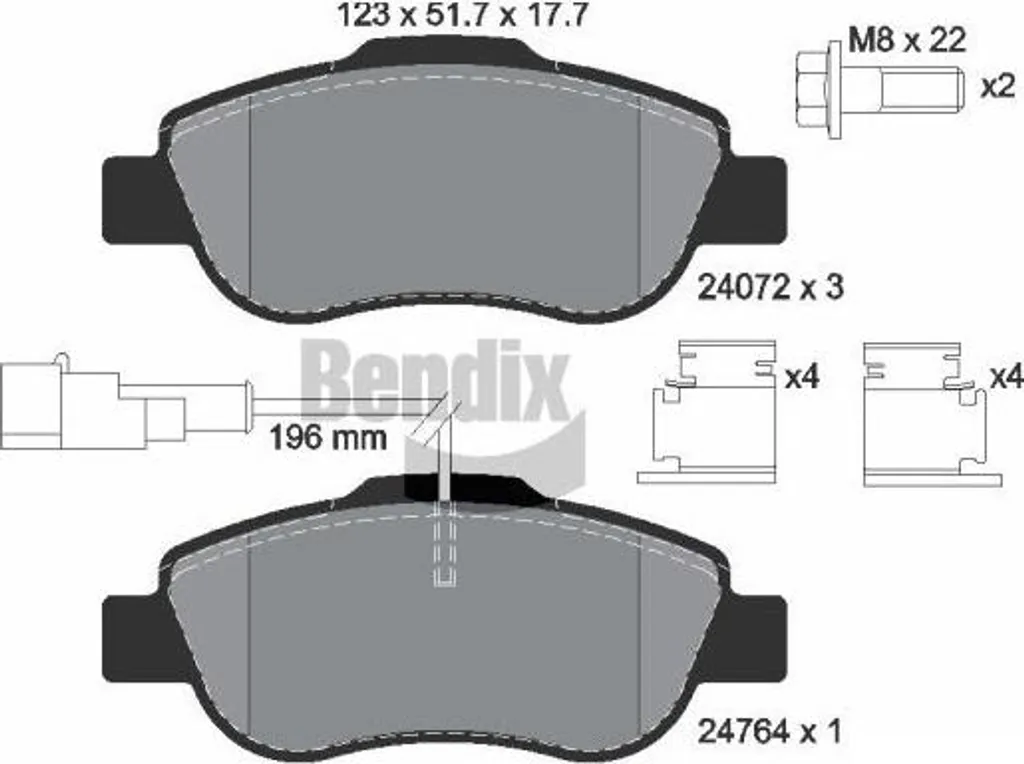 Plaquettes de frein BENDIX BPD1098 OE 6001073130 pour Fiat 500 et Ford KA