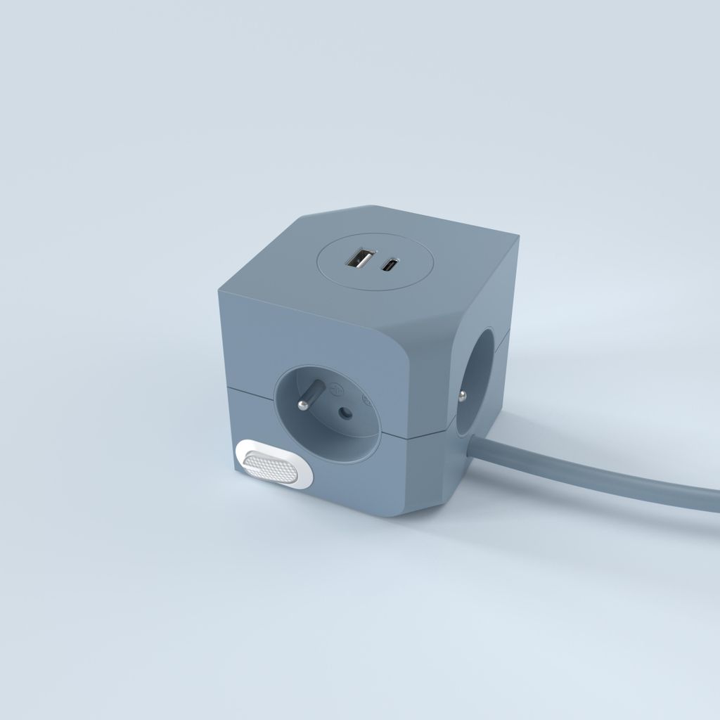 Power Cube, blauwe stekkerdoos met 4 stopcontacten, 16A - 2 Productafbeelding 