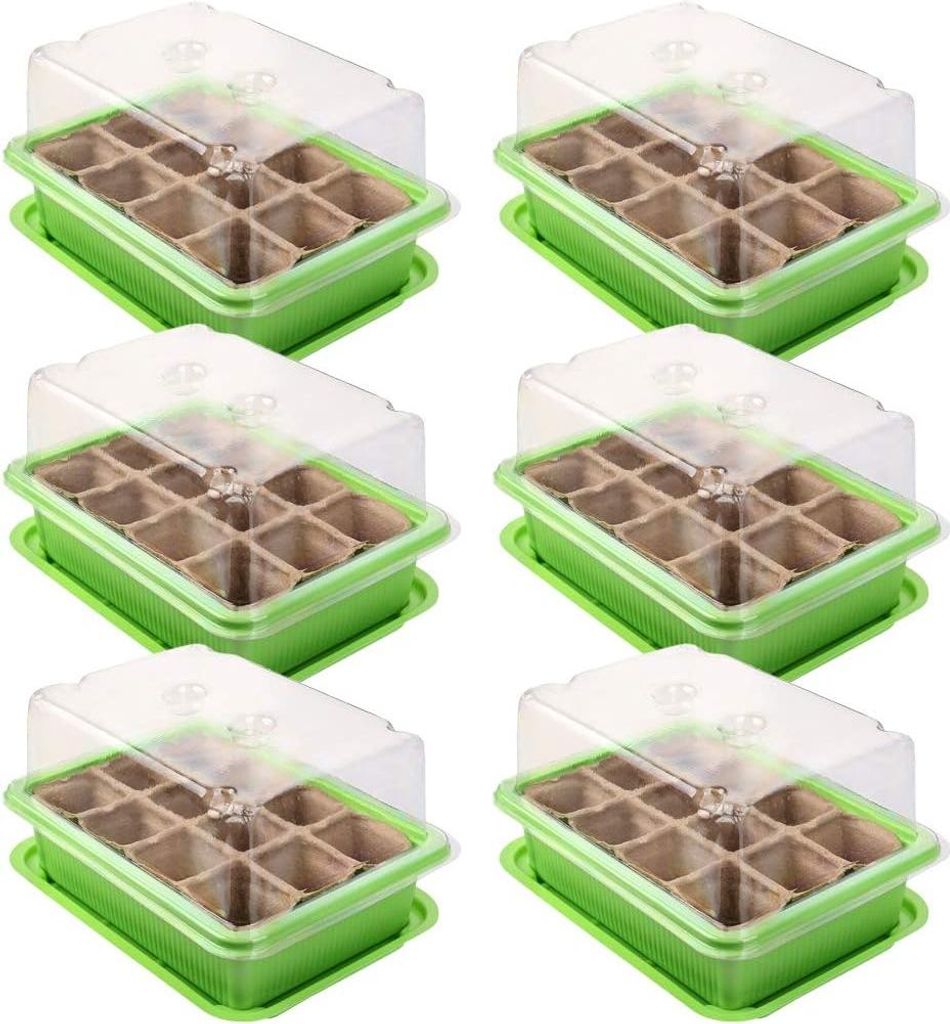Anzuchtset mit Mini-Gewächshaus - Anzuchttöpfe - 6 Stück - Innengewächshaus - 20,5 x 15,5 x 11 cm