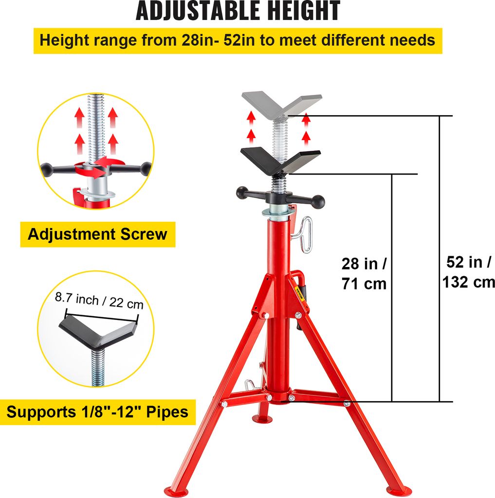 RIDGID Rohrstütze VF-99 - Einklappbar Mit V-Kopf Für Rohre Bis 300mm