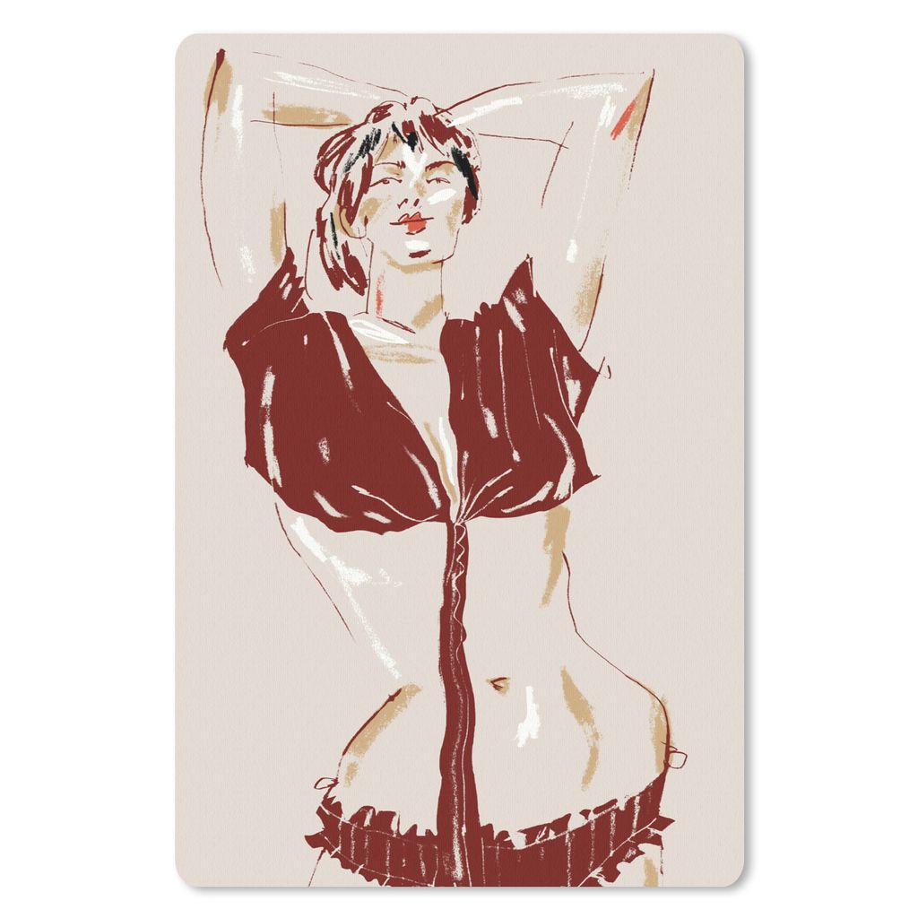 MuchoWow Mauspad Mousepad Porträt - Frau - Rot - Abstrakt 40x60 cm - Mousepads - Maus Mat - Pad - Mausunterlage - Schreibtisch Accesoire