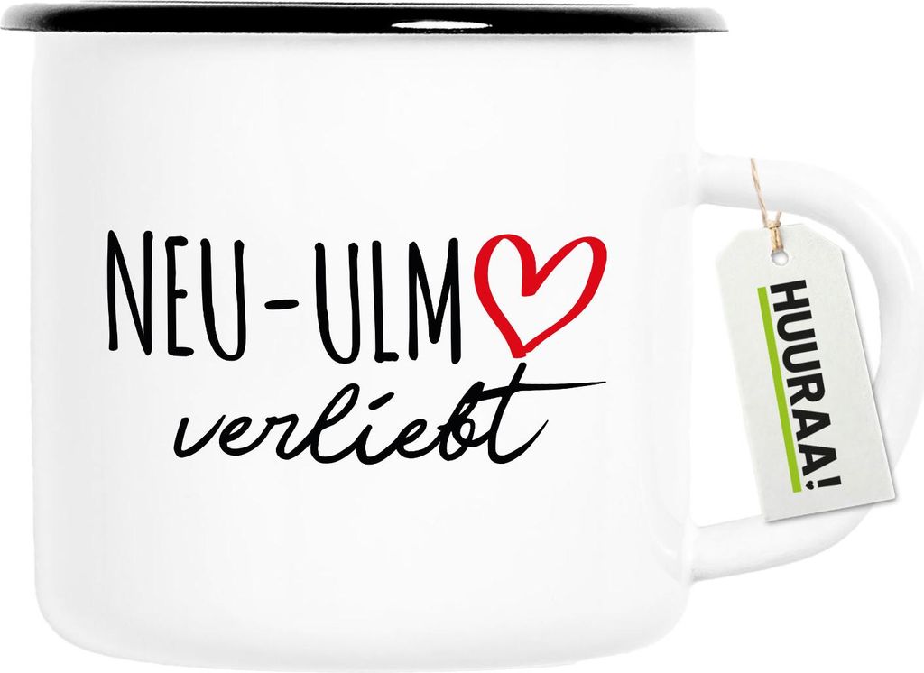 Huuraa Emaille Tasse Neu-Ulm verliebt 300ml Vintage Produktbild 