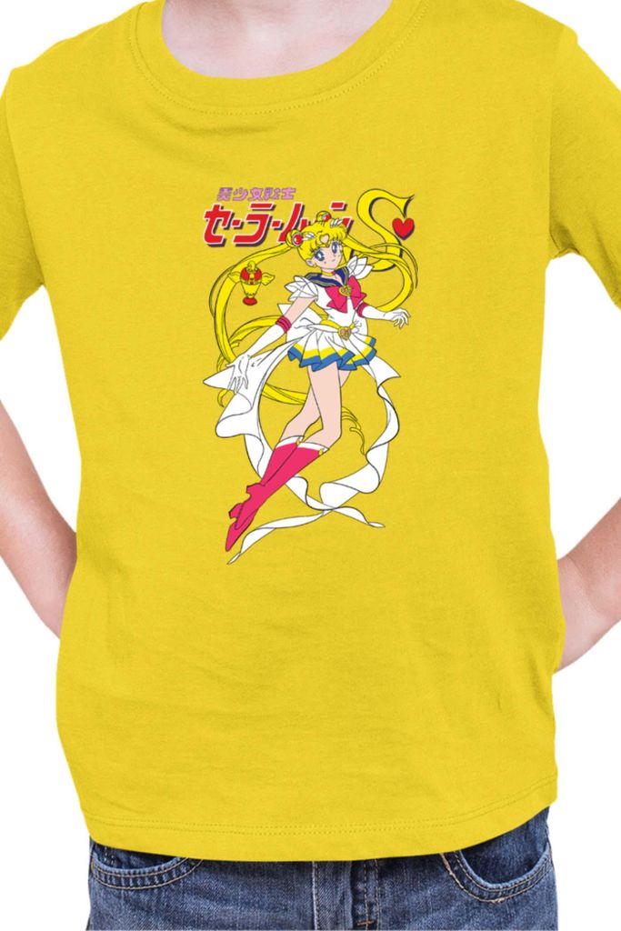Kinder T-Shirt Manga Japan Anime Comics Animation Sailor Anime Manga Moon 0020, 9-11 Jahr - 140 / Gelb