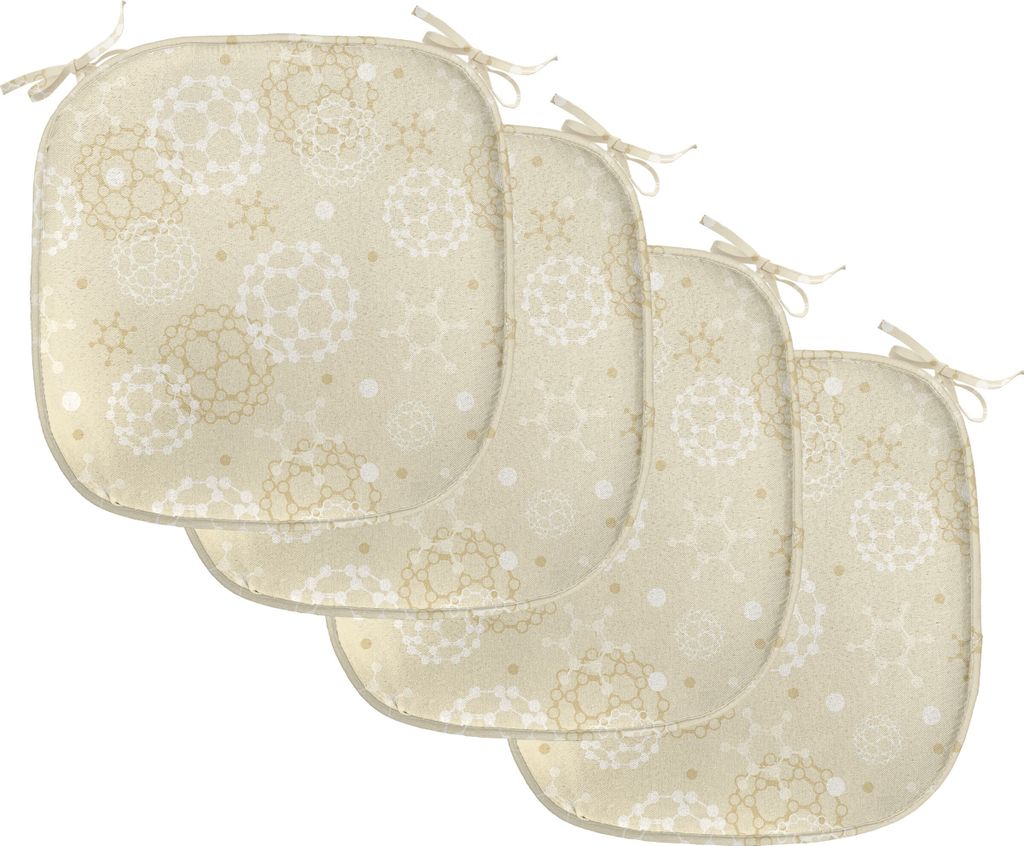 ABAKUHAUS Elfenbein Polster für Esszimmerstühle, Wissenschaft Molecule Motiv, Dekoratives wasserfestes Kissen mit Riemen für Küchensitze, 40 cm...