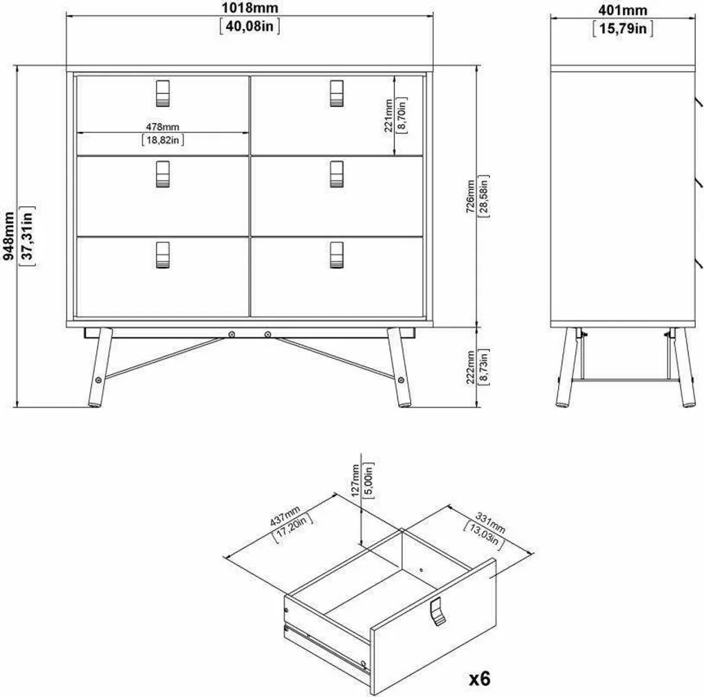 Buffet Maka 102cm : Solution de Rangement Chêne Brun pour Petit Espace - 3