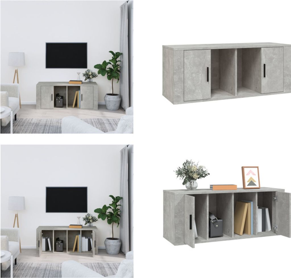 vidaXL TV Schrank Betongrau 100x35x40 cm Holzwerkstoff - TV-Schrank - TV-Schränke - TV-Möbel - TV-Ständer