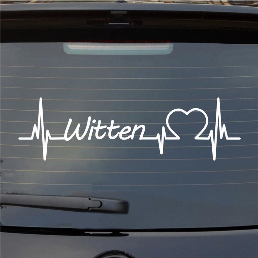 Heckscheibenaufkleber Witten Herzschlag Puls Stadt Liebe 55x15 cm Weiss Glanz Auto Aufkleber Sticker