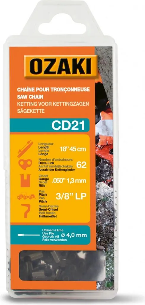 Chaîne de tronçonneuse anti-vibration OZAKI 62 maillons .3/8"LP 1,3mm