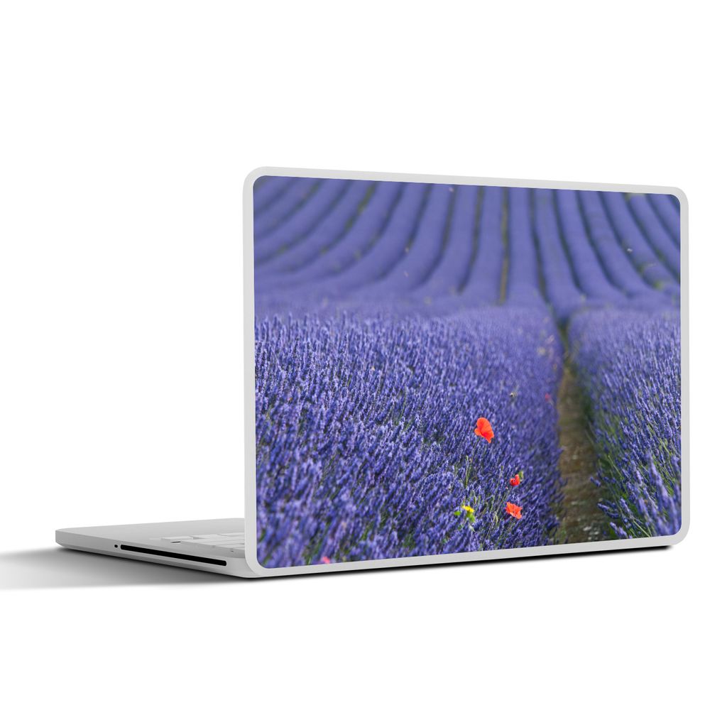 MuchoWow Laptop Aufkleber Sticker Cover Lavendel - Mohn - Blumenwiese 32.5x23.5 cm - Sticker für Laptop - Selbstklebend