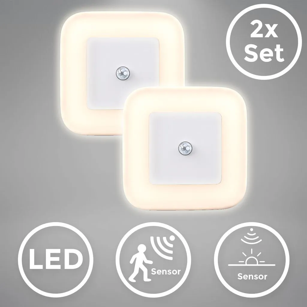 Lampada LED Notte con Sensore Movimento 2 Pezzi - Luce Calda 3000K 0.4W