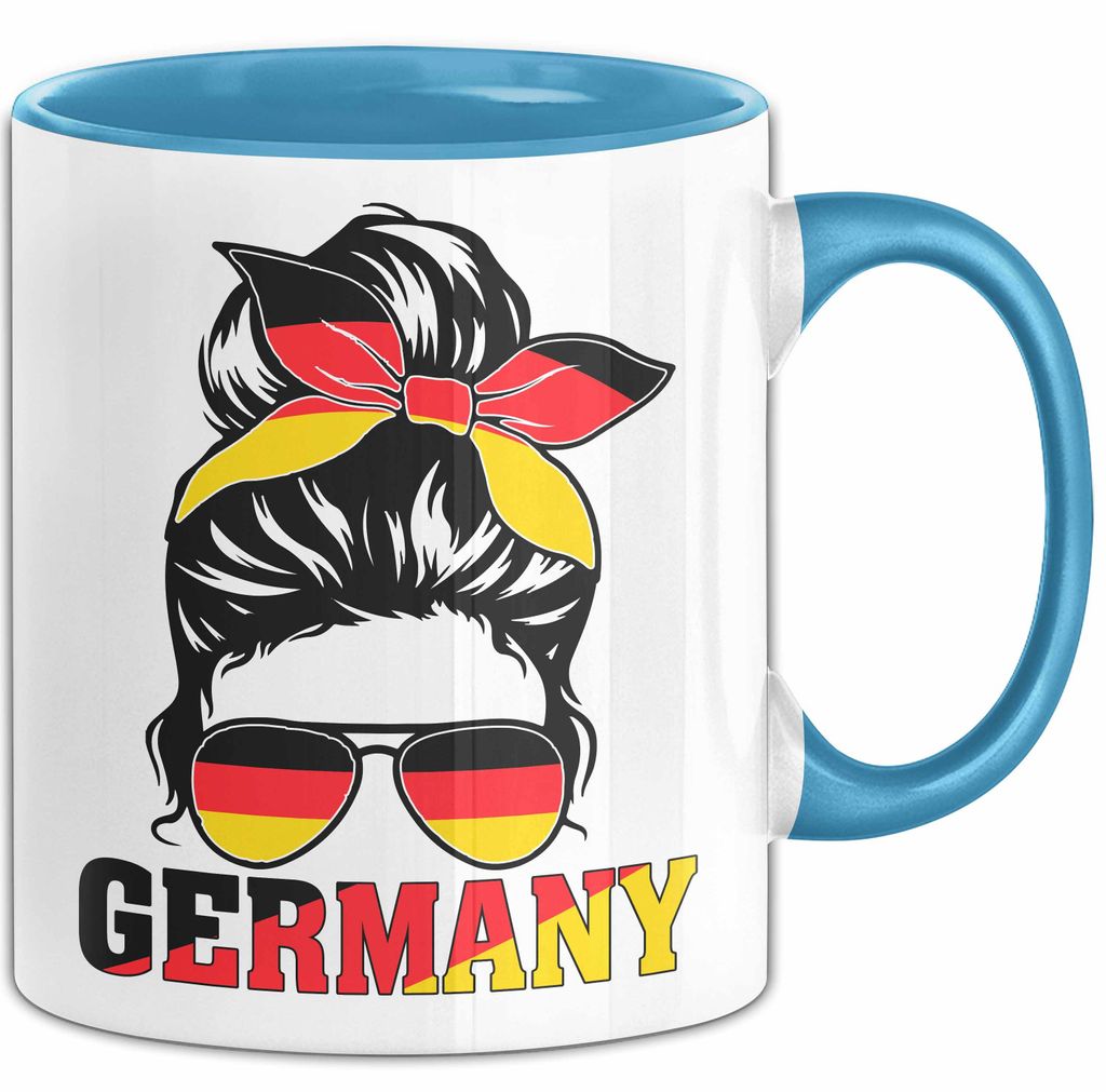 Deutschland Flagge Tasse Geschenk Deutsche Geschenkidee Fußball 2025 Frauen (Blau)