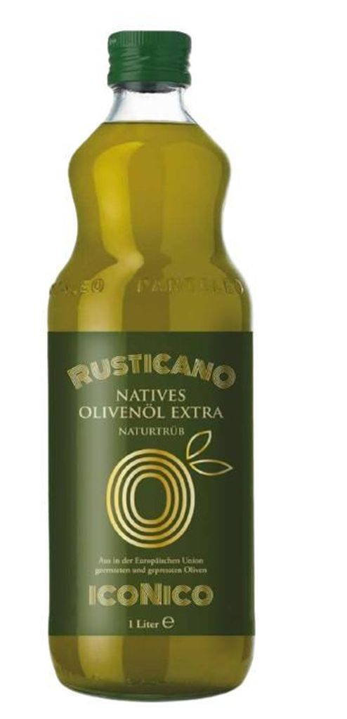ICONICO RUSTICANO UNGEFILTERT Natives Olivenöl EXTRA aus Apulien/Italien - 1 Liter Glas - Neue Ernte
