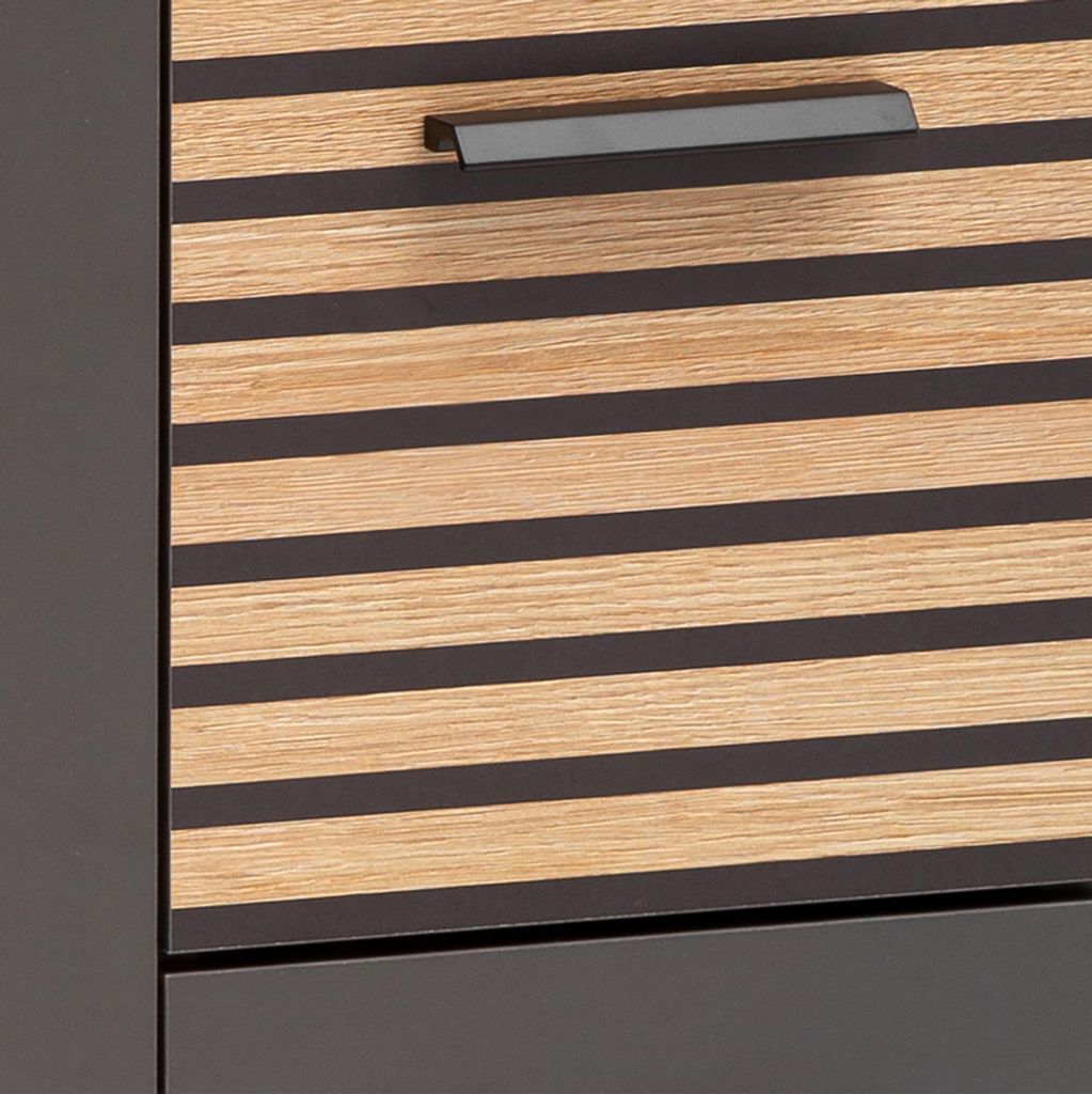 Badezimmer Hochschrank anthrazit, Akustikpaneel-Optik KANE-80