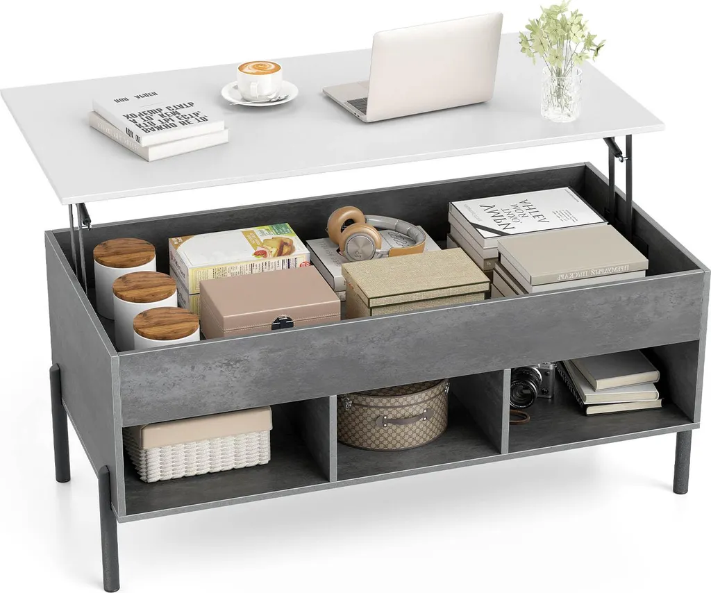 Offerta Tavolino COSTWAY Sollevabile Grigio | Salva Spazio e Budget
