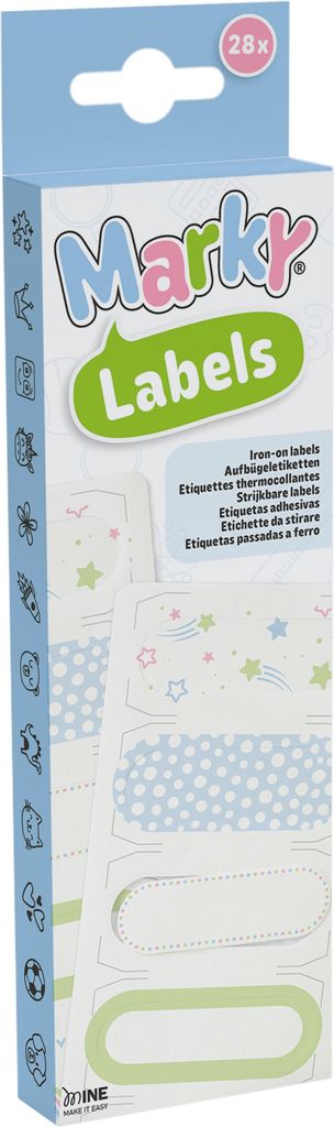 COLOP Textil-Etiketten / Aufbügel-Etiketten "Marky" 28 Etiketten auf 4 Blatt