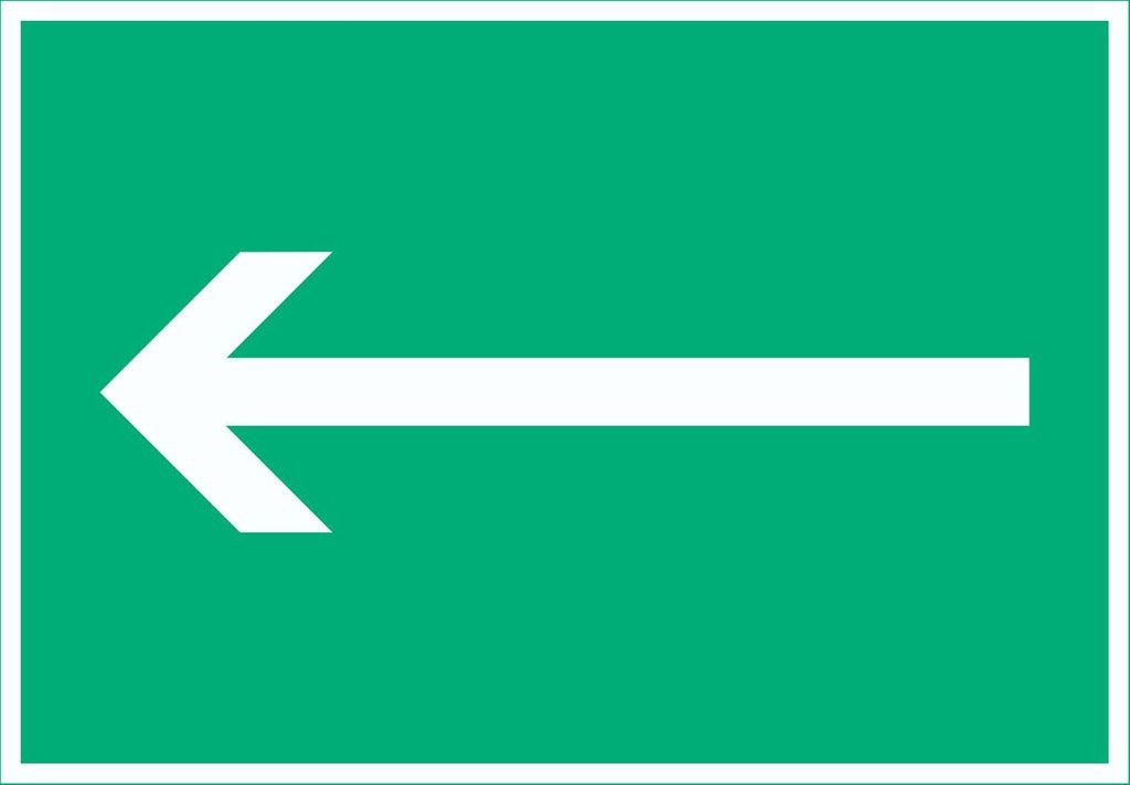 Richtungspfeil links Schild waagerecht weiss grün Pfeil A2 (420x594mm)