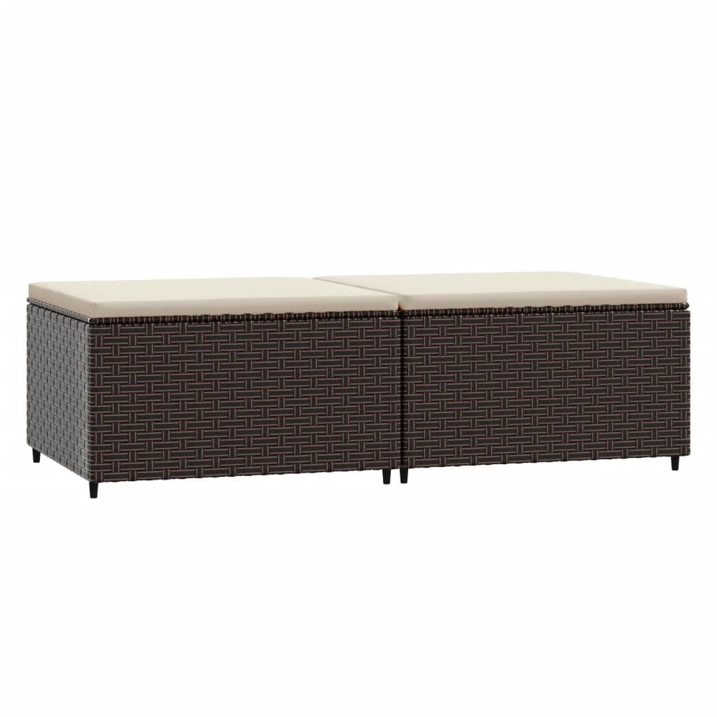 vidaXL Gartenhocker mit Kissen 2 Stk. Braun Poly Rattan Produktbild 
