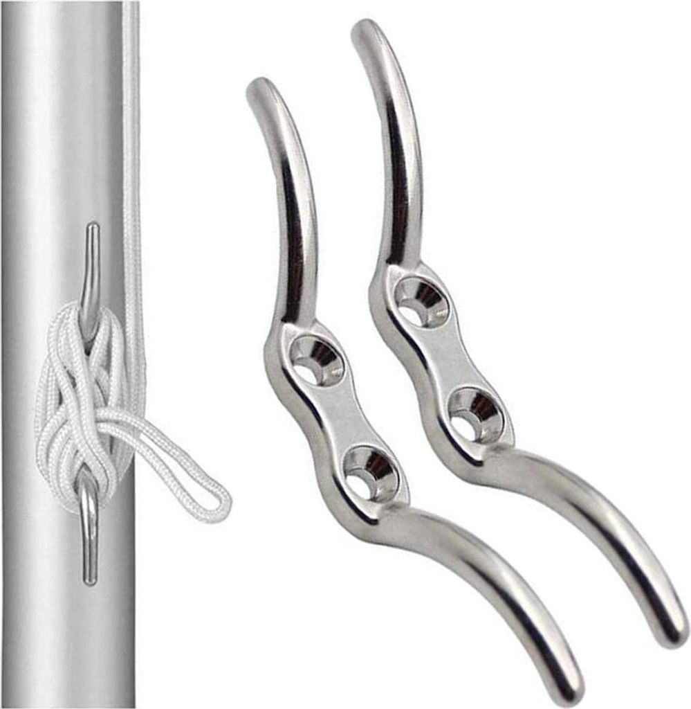 2PCS Fahnenmast Klampe Haken Seil Mehrzweck Langlebig Edelstahl Zubehör
