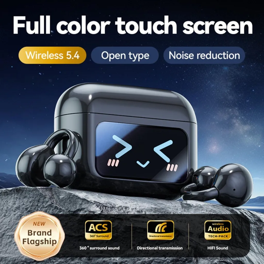 INF Auricolari Bluetooth con Clip per Orecchio e Traduzione AI con Touchscreen Nero - 4