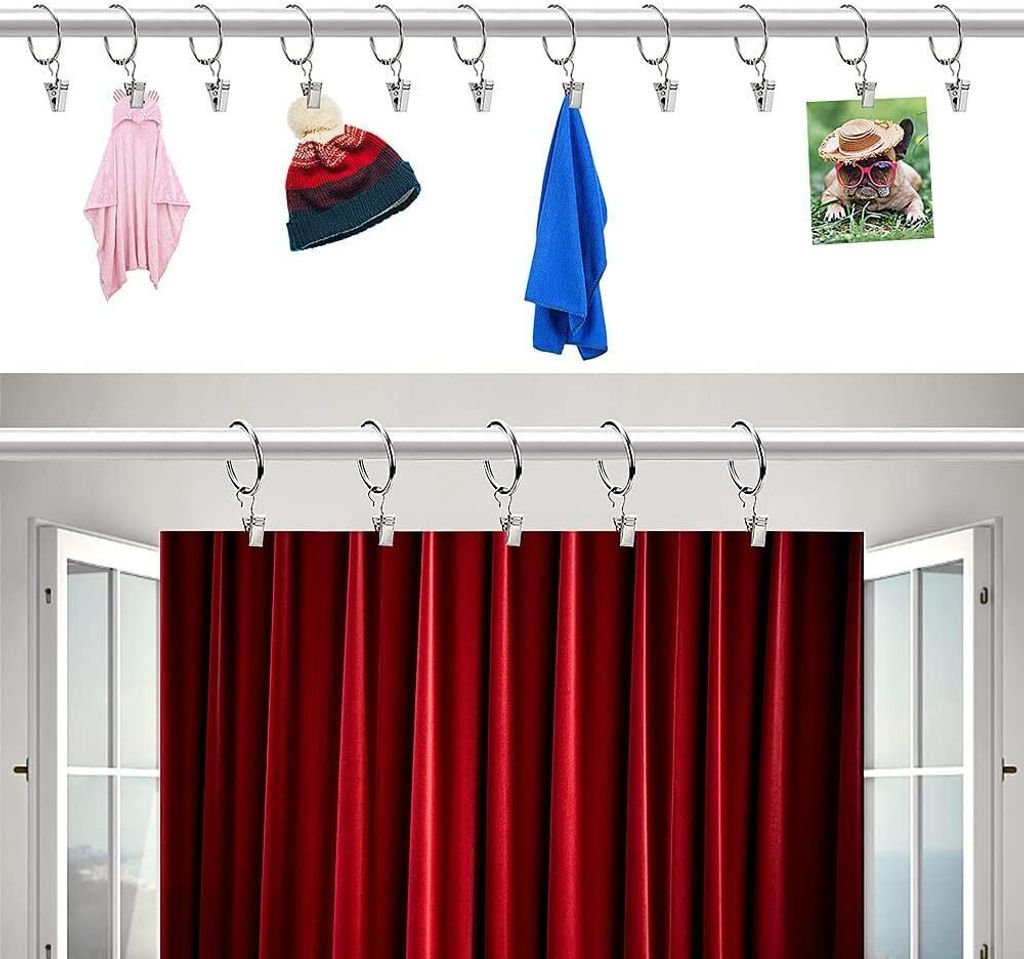 100 Stück Edelstahl Vorhangclips - Gardinenklammern Mit Haken Für Alle Vorhänge