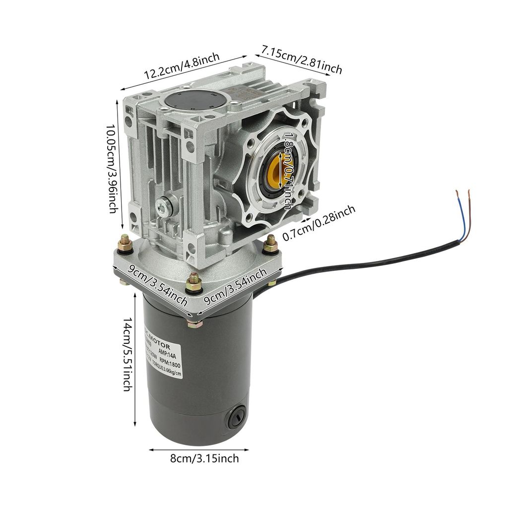Produktbild von Doppelwellen-Schneckengetriebemotor 12V/24V DC – Max. 70 Kg Drehmoment, Selbsthemmend, 4–470 U/min Wählbar (35 Rpm, 12V)