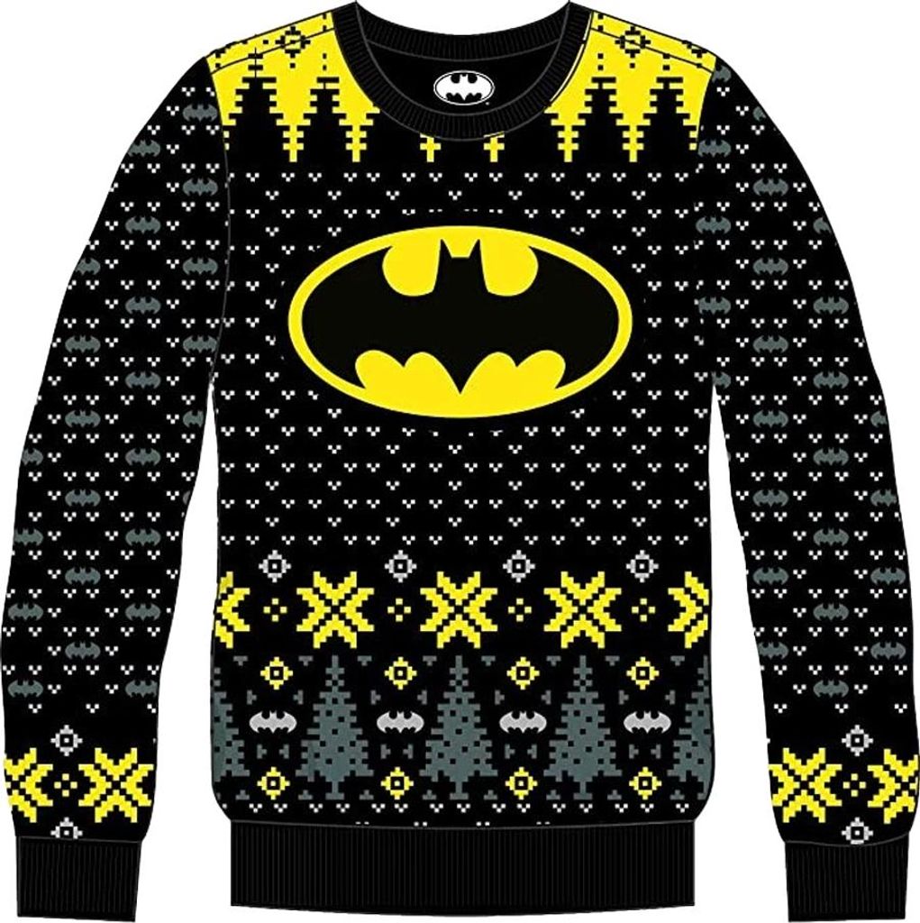 Batman - Sweatshirt für Herren, weihnachtliches Design CD1581 (M) (Schwarz/Gelb)