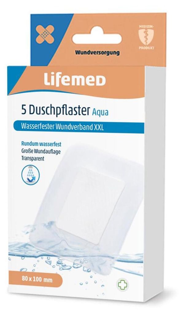 Lifemed Duschpflaster "Aqua XXL" transparent 5 Stück Produktbild 