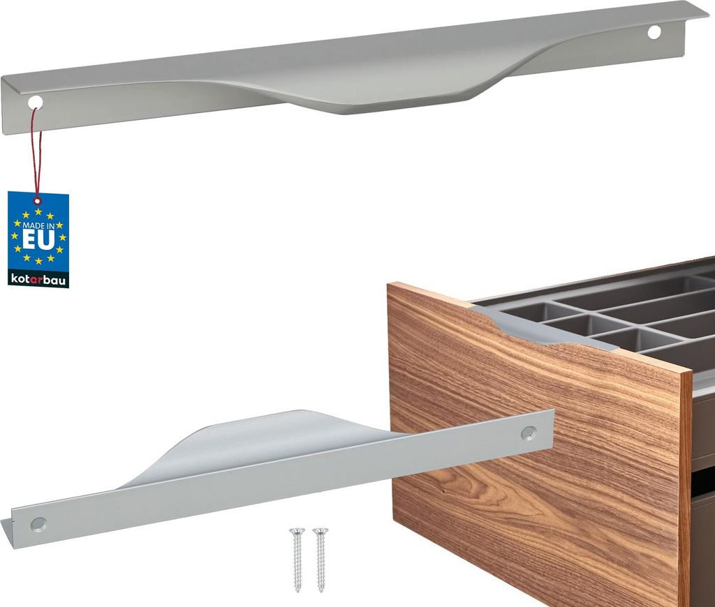 KOTARBAU Möbelgriff Möbelgriffe Schrankgriffe 192 / 212 mm ZnAl Küchengriffe Silber Griffe Möbel Türgriff Profilgriff Türgriffe Küche Schu...