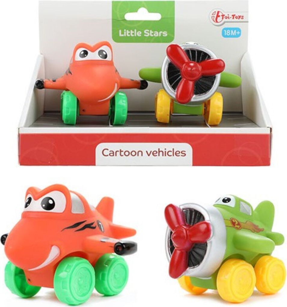 Toi-Toys - LITTLE STARS - 2 weiche PVC Flugzeuge - Cartoon vehicles Baby Spielzeugautos Autos Fahrzeug