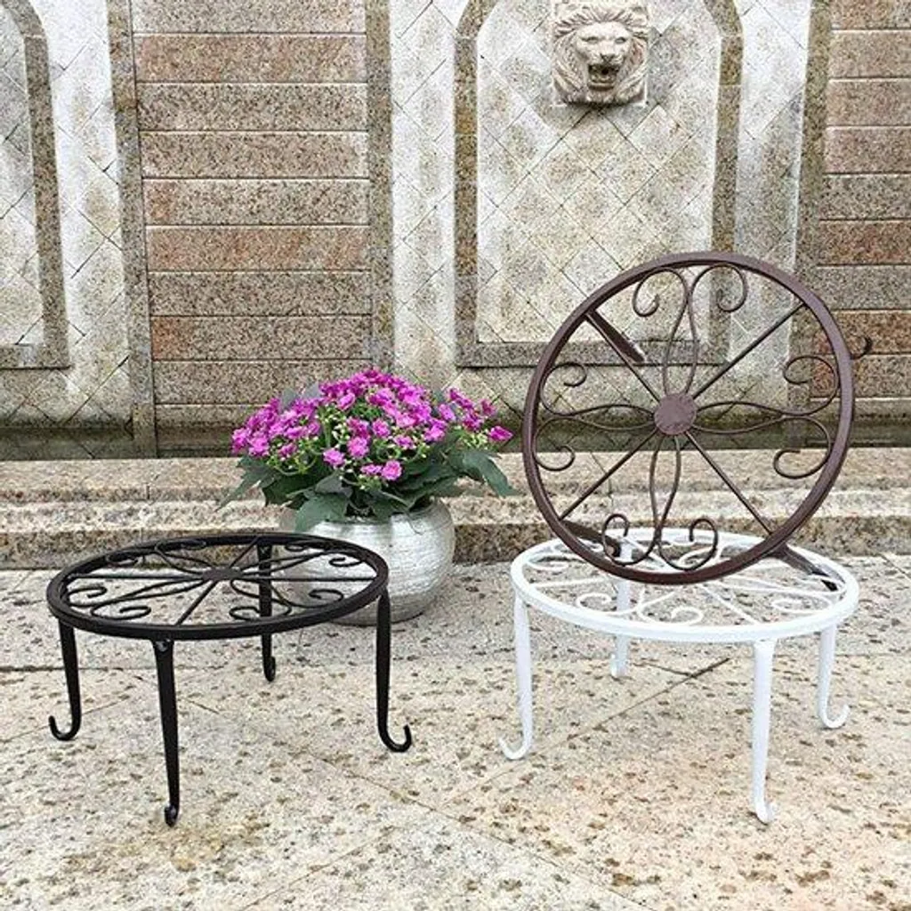 Support à fleurs métallique blanc en fer forgé pour extérieur et jardin