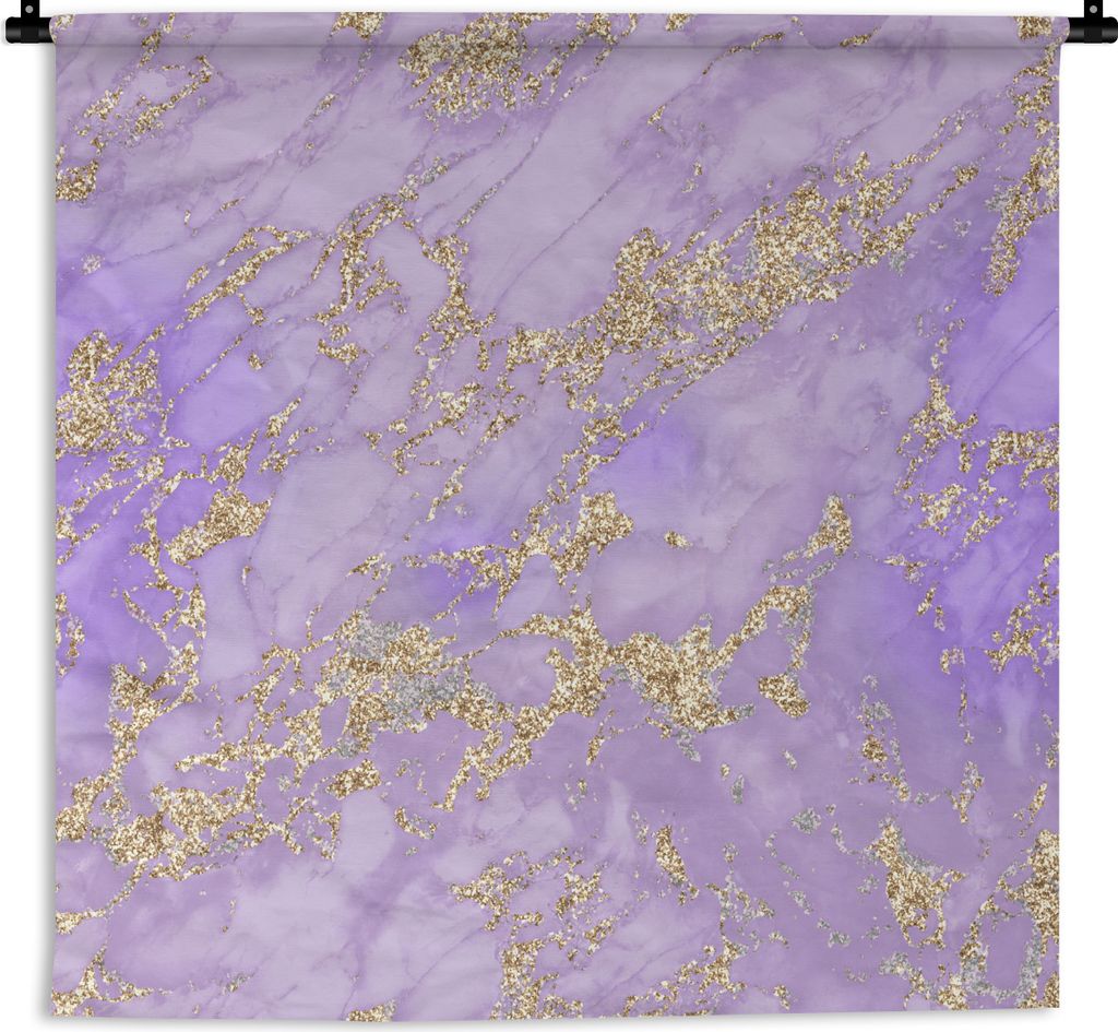 MuchoWow Wandteppich Wandbehang Marmor - Glitzer - Schick - Gold 150x150 cm Tapisserie Dekoration Wandtuch - Wohnaccessoires - Modernes