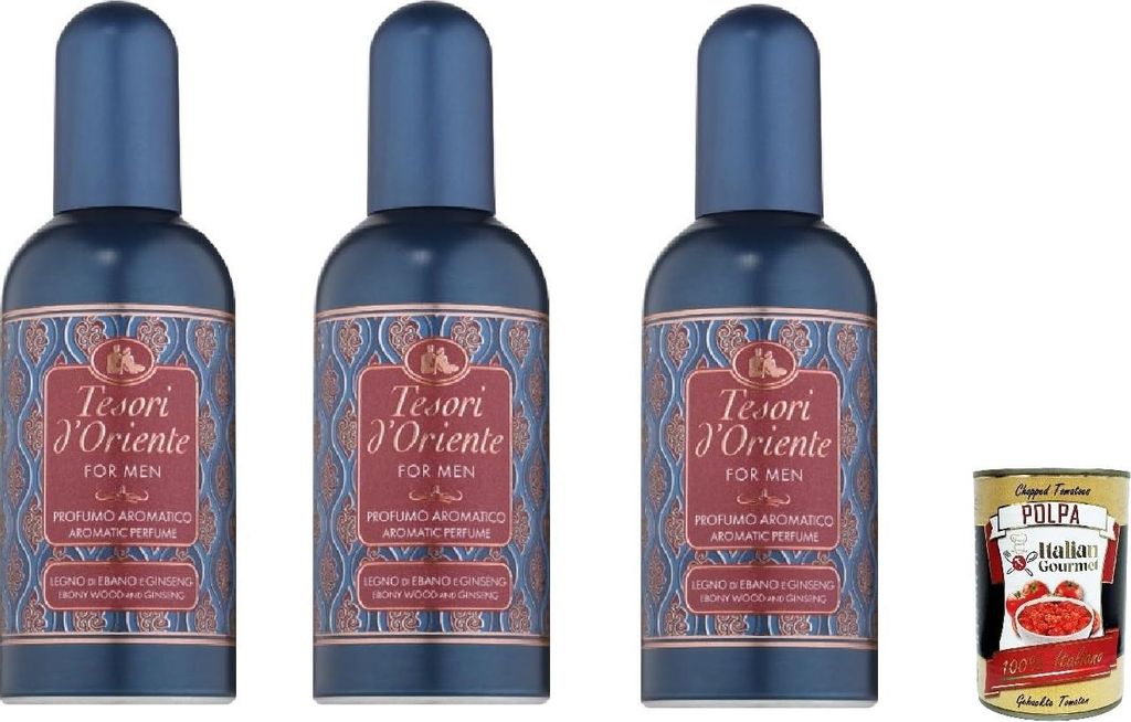 Tesori D'oriente Ebano e Ginseng 100ml, frischer und holzig-aromatischer Duft 3x100ml + Italian Gourmet polpa 400gr