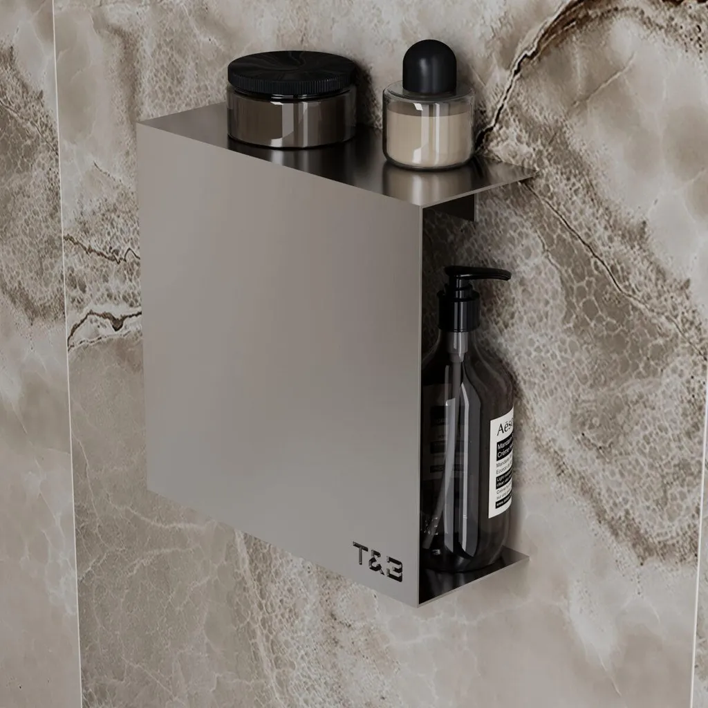 Étagère Murale Compacte Aluminium Brossé Argenté Fixation Robuste