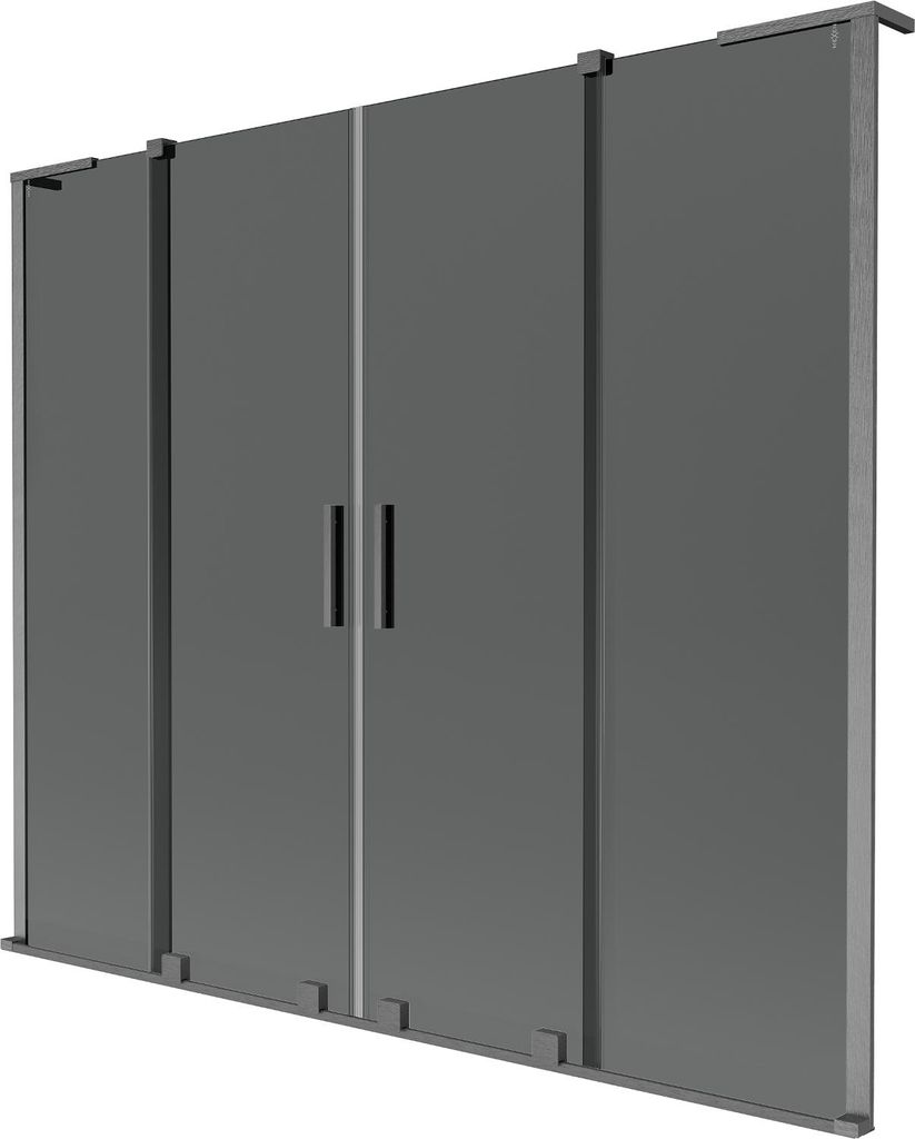 Mexen Velar L Duo Badewannen-Schirm 2-flügelig verschiebbar 170 x 150 cm, Graphit, gebürstetes Gun Gray - 896-170-003-42-66