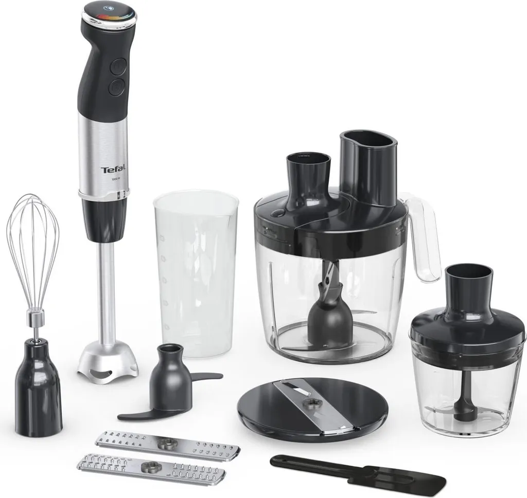 Tefal Quickchef+ HB67G830 frullatore 0,8 L Frullatore a immersione 1000 W Nero, Acciaio inox