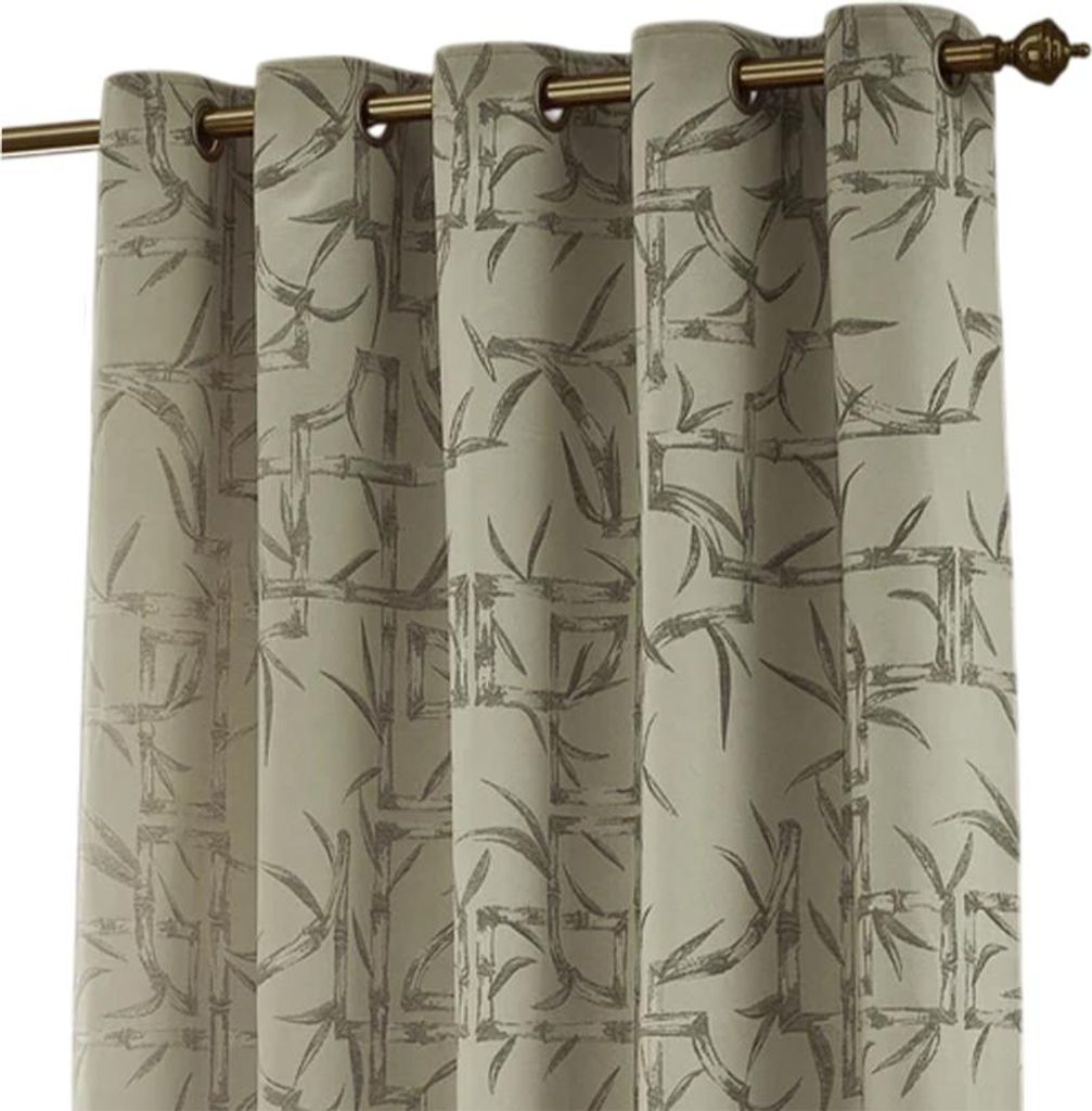 Paoletti - Bambusmuster Ösenvorhänge, Jacquard RV3674 (229 cm x 137 cm) (Champagnerfarben)