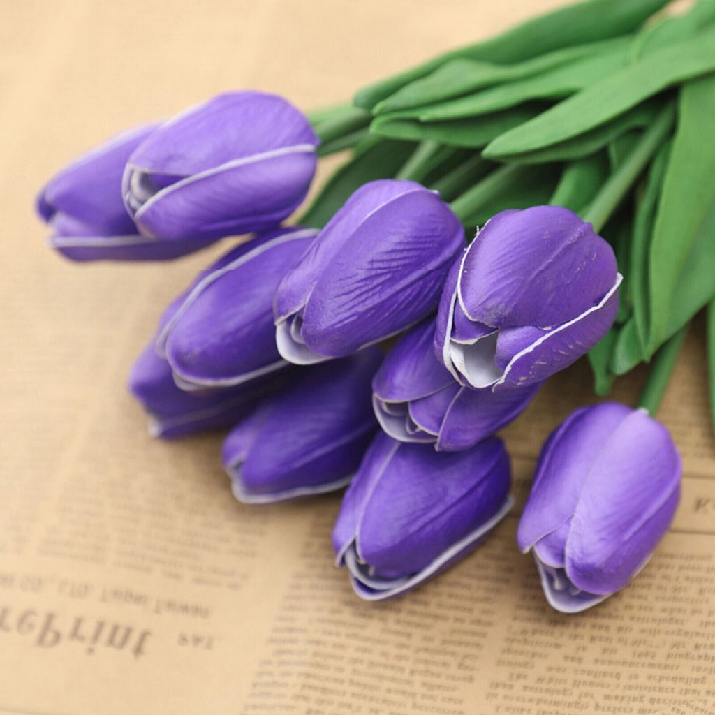 MODFU 10 STK PolyurethanReal Touch Latex Künstliche Tulpen Gefälschte Tulpen Blumen Blumensträuße Blumen Arrangement für Home Room Hochzeitsst...