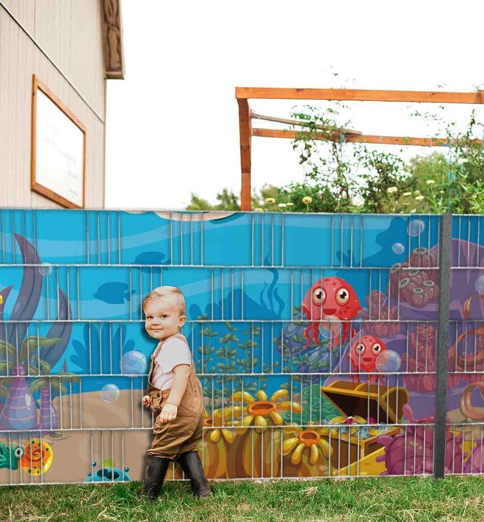 Sichtschutzstreifen Fische im Meer Sichtschutz Garten Zaun - Feld1 250x100cm