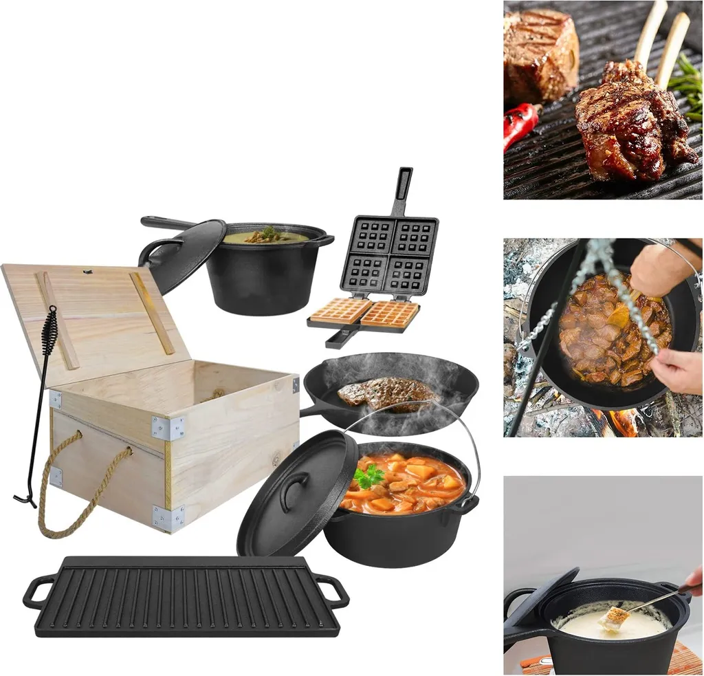 Kit Dutch Oven Fonte Antiadhésif : Cuisinez sans Brûler sur votre BBQ