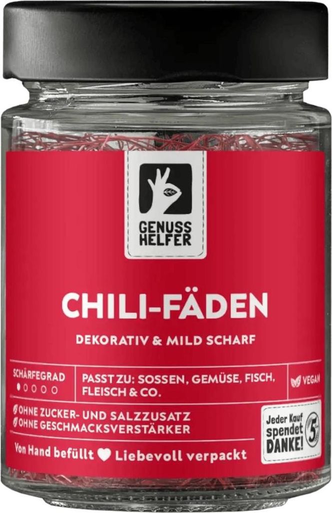 Chili Fäden, Chili-Schoten geschnitten, 20g im Glas Produktbild 