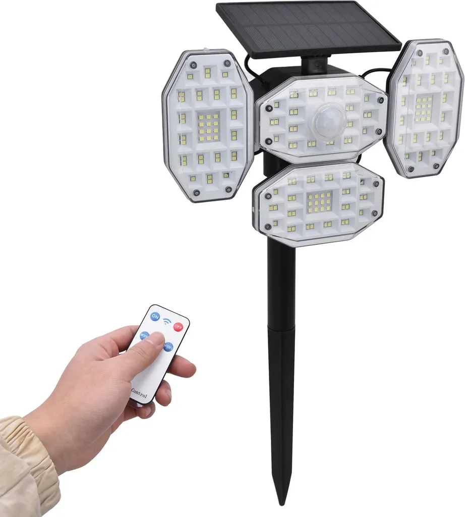 Éclairage solaire pour cour et terrasse 164 LED IP65 intensité 2000LM