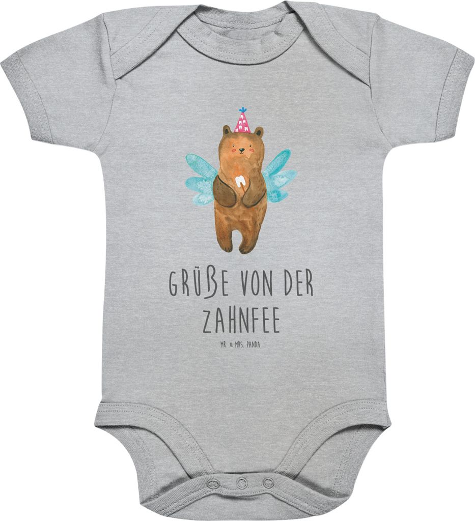 Mr. & Mrs. Panda babykleidung body Bär Zahnfee 1. - 3. Monat - Heather Grey - Geschenk, Strampler Baby, Teddy, Einteiler, kurzarm, Fee, Milchzahn,...